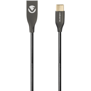 Volkano Iron Series Round Metallic Spring Type-C Cable 6ft - Black