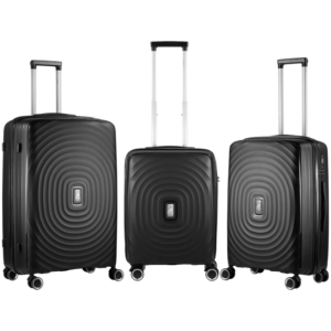 Travelwize Ripple PP 4-Wheel Spinner 3 Pc Luggage Set - Black