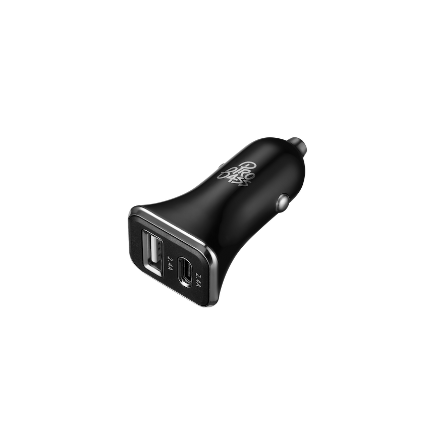 Pro Bass on the Go Dual USB + Type-C 12w Car Charger