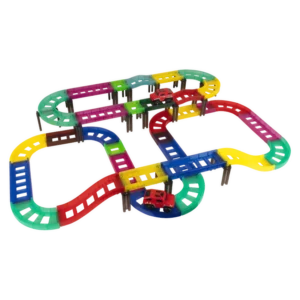 Edu-Matic Mini-Mag Magnetic Tile Tracks with 2 Cars and 93 Pieces