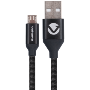Volkano Weave Series Fabric Braided Micro USB Cable 1.2m - Black