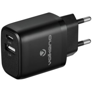 Volkano Volt-C Series Dual USB and USB-C Wall Charger with USB to USB-C Cable Included