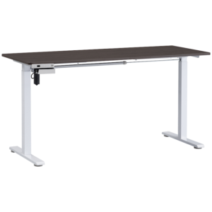 Everfurn Premium Berlin Height Adjustable Desk, White Frame, Chestnut Desktop