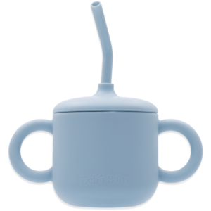 Echo Baby Silicone Training Cup with Straw - Powder Blue