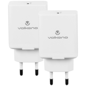 Volkano Potent Series 25w P.D. / PPS Wall Charger - Bundle of 2 - White
