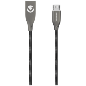 Volkano Iron Series Round Metallic Spring Micro USB Cable 1.2m - Black