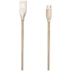 Volkano Iron Series Round Metallic Spring Micro USB Cable 1.2m - Champagne Gold