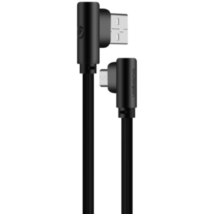 Volkano Slim Series Flat PVC 90deg Micro USB Cable 1.2m - Black