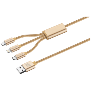 Bounce Cord Series 3-in-1 Charge Cable - Gold