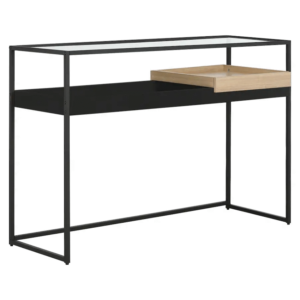 Everfurn Millenium Console, Powder Coated Steel Frame, Tempered Glass
