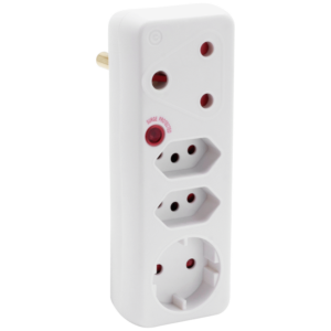 Ellies 4-Way Medium Surge Adaptor with Schuko - White