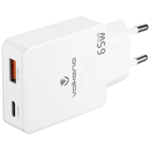 Volkano Potent Duo series 65W Dual USB and USB-C PD Compact Wall Charger