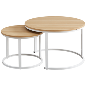 Nile Nesting Coffee Table Oak and White Frame