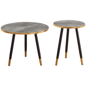 Everfurn Diana Coffee Table Grey Marble with Black Legs