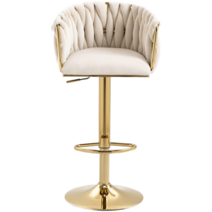 Everfurn Princeton Barstool - Gold & Cream