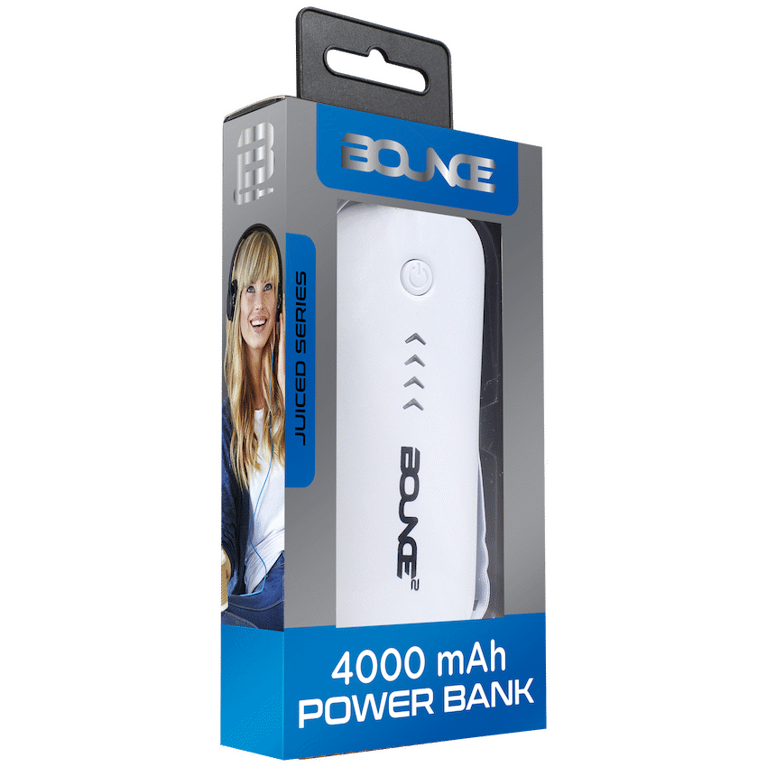 Bounce Juiced 4000mah Power Bank - White