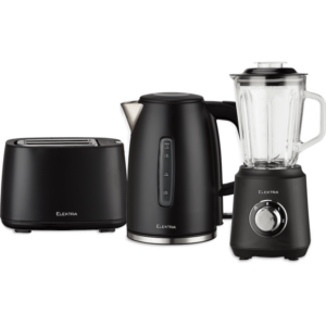 Elektra Kettle, Toaster and Blender Breakfast Set - Black