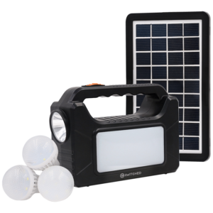 SWITCHED Power Station, Rechargeable, USB Phone Charging with Solar Panel - Black