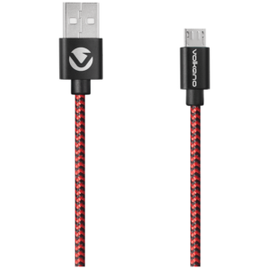 Volkano Braids Series Nylon Braided Micro USB Cable 1.2m - Black & Red