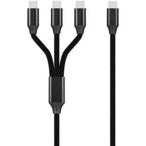 Volkano Weave Series 100w 3-in-1 Charge Cable (3 x Type C) - Black