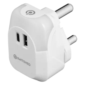Switched Halo Fast Charge Power Adaptor, USB and Type-C Ports, Output 20w - Soft Touch Night Light