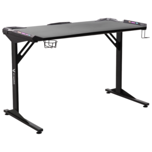 Fortress Gaming Desk with RGB Lights, Cup Holder