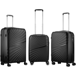 Travelwize Quartz PP 4-Wheels Spinner 3Pc Luggage Set Black
