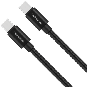 Volkano Iron Series Round Metallic Type-C to Type-C Cable 1m - Black