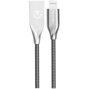 Volkano Iron Series Round Metallic Spring MFI Lightning Cable 1.2m - Silver