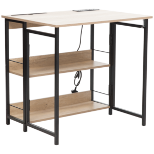 Everfurn Viron Folding Desk with 2-Prong Plugs and USB