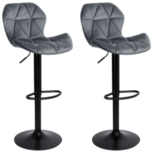Everfurn Tira Barstool - Grey Velvet (2 Pack)