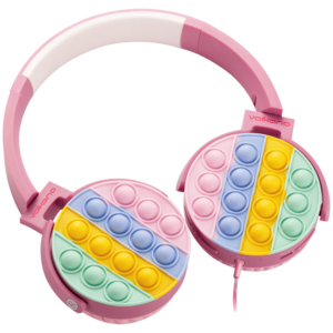 Volkano Kids Rainbow Popper Wired Headphones with 3.5mm Aux - Pink