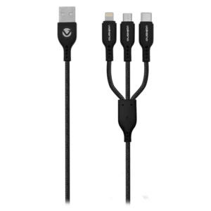 Volkano On-The-Go 3-in-1 1m Braided Cable - Black