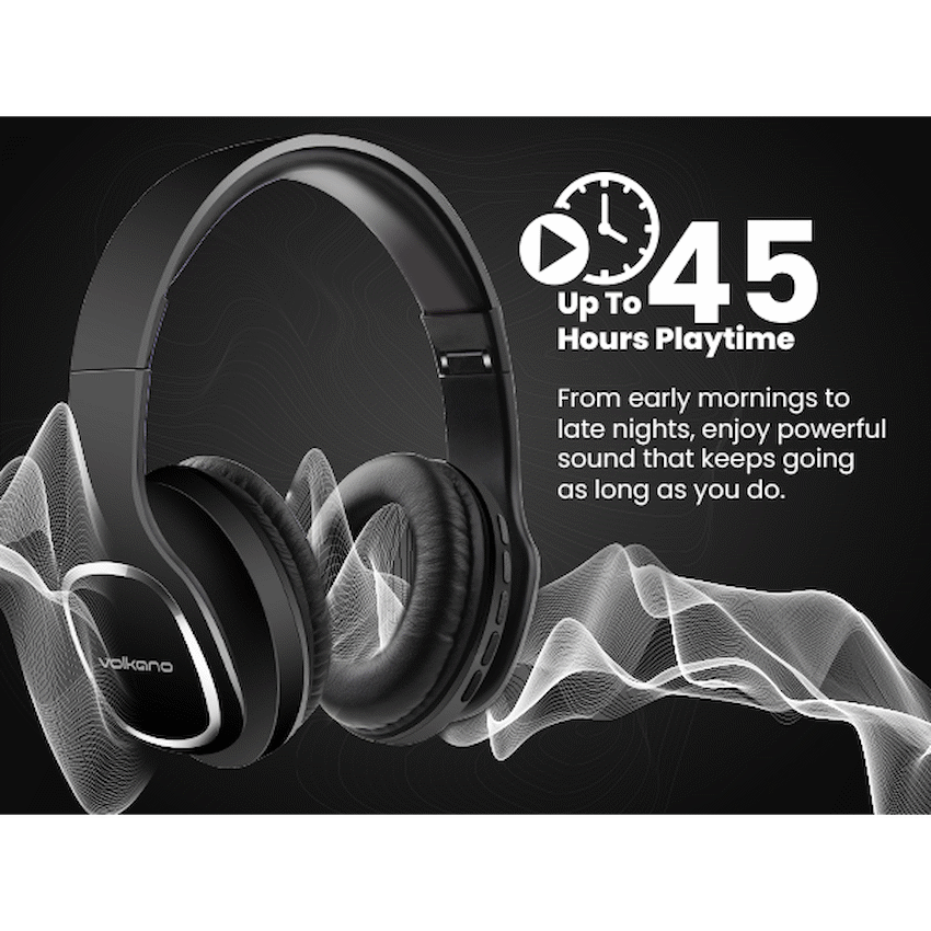Volkano Phonic Series Bluetooth Full Size Headphones - Black - Image 16