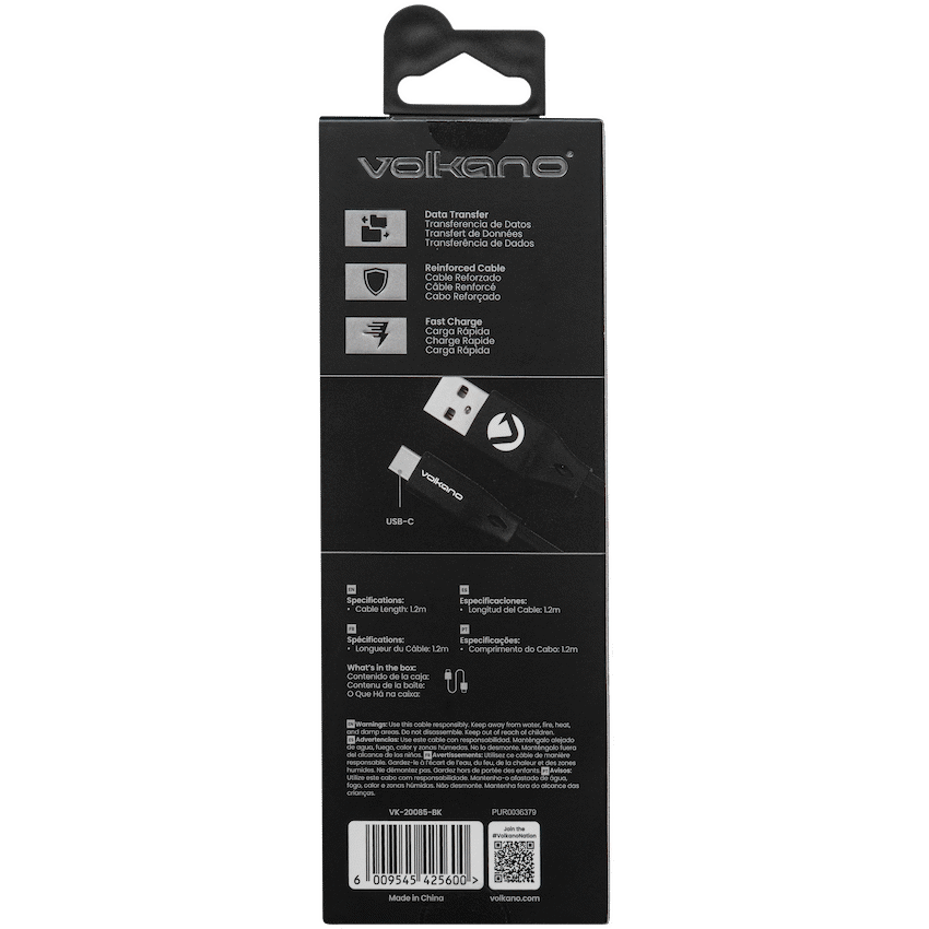 Volkano Slim Series Flat PVC Type-C Cable 1.2m - Black - Image 10