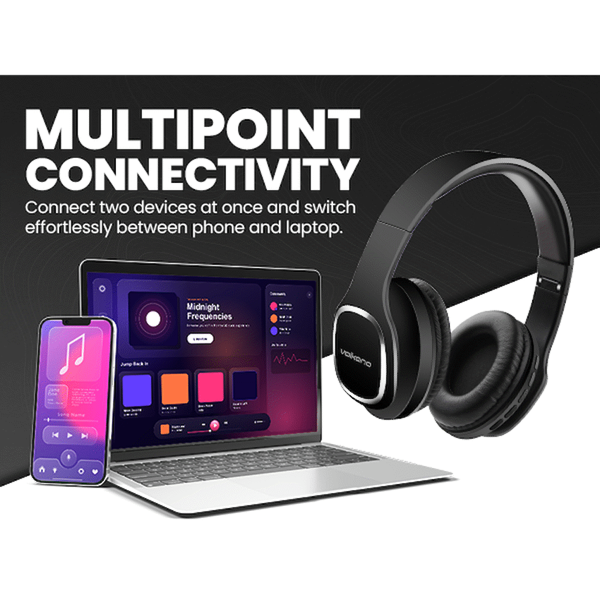 Volkano Phonic Series Bluetooth Full Size Headphones - Black - Image 17
