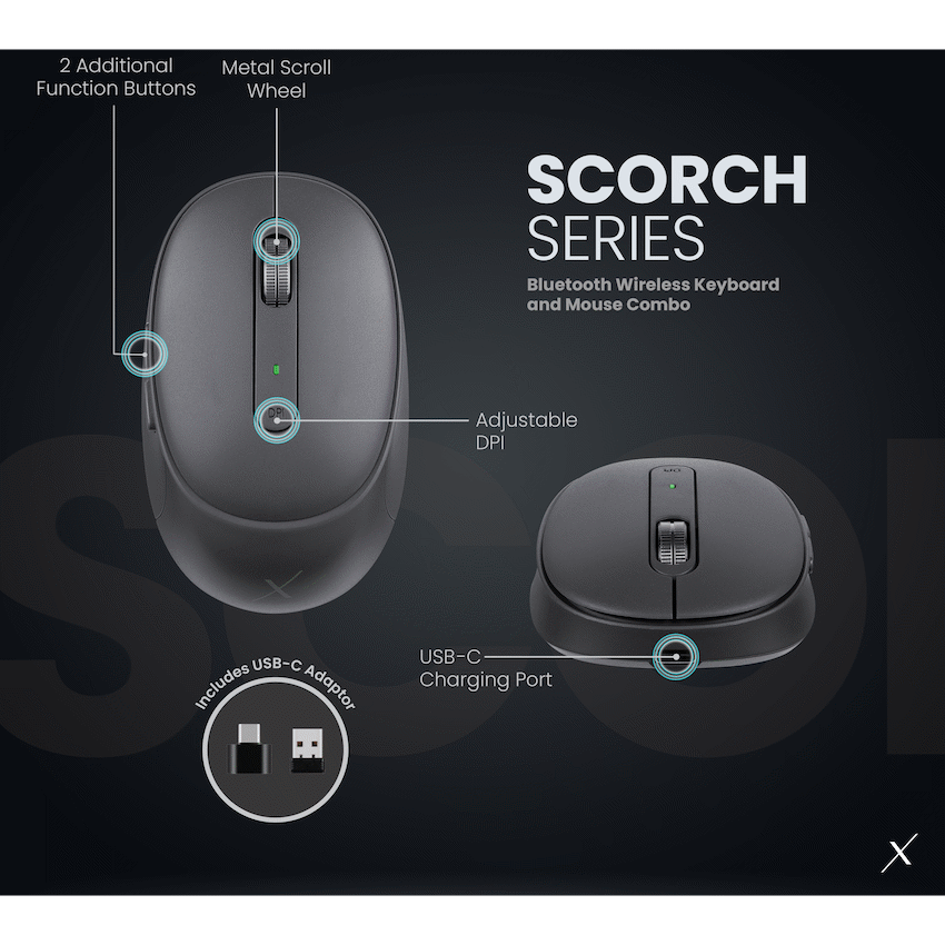 VolkanoX Scorch Bluetooth Wireless Keyboard and Mouse Combo - Graphite - Image 18