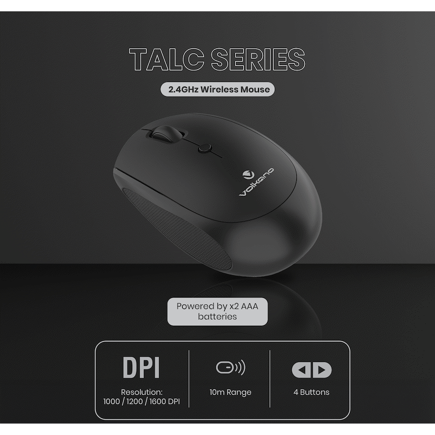 Volkano Talc Wireless Mouse - Black - Image 2