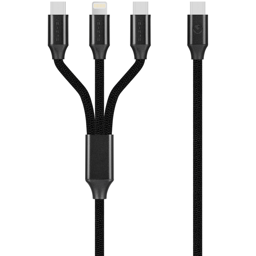 Volkano Weave Series 65w 3-in-1 Charge Cable - Black - Image 2