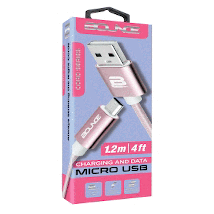 Bounce Cord Series Micro USB Braided Cable 1.2m - Rose Gold - Image 2