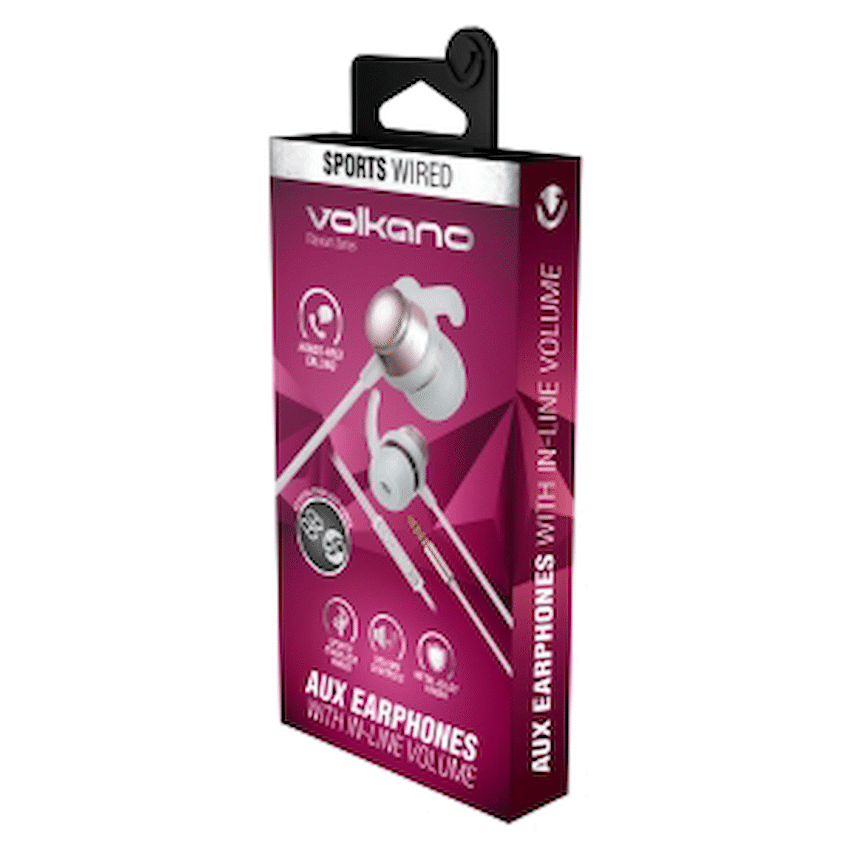 Volkano Titanium Series AUX Earphone - Rose Gold - Image 2