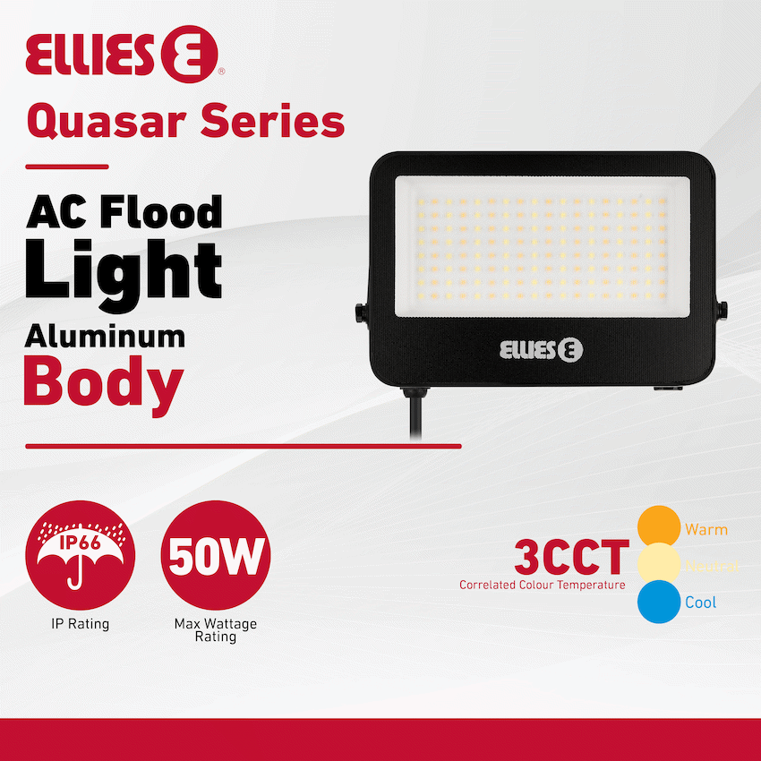 Ellies Quasar Series 50W AC Flood Light with 3CCT -BK - Image 2