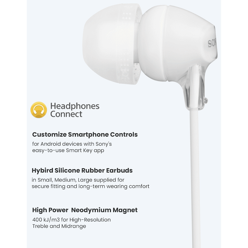Sony MDR-EX15AP (White) InEar Earphone with Mic for iPhone - Android - Blackberry - Image 2