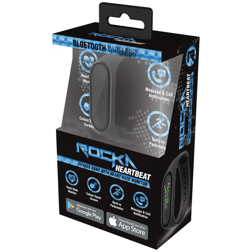 Rocka Heartbeat Series Fitness Band with Heart Rate Monitor - Black - PDQ of 10 Pcs - Image 2