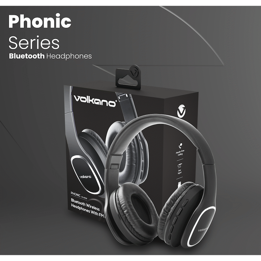 Volkano Phonic Series Bluetooth Full Size Headphones - Black - Image 8