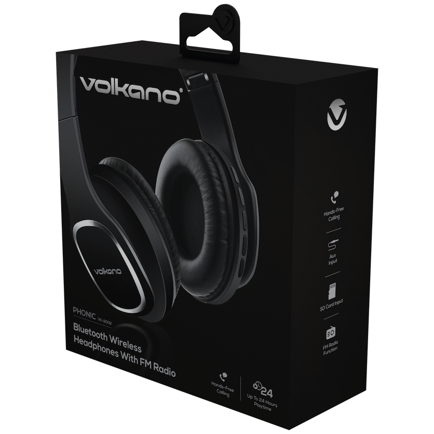 Volkano Phonic Series Bluetooth Full Size Headphones - Black - Image 10