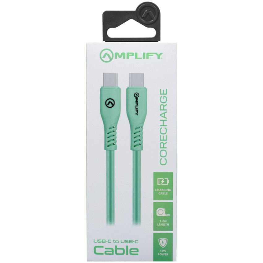 Amplify CoreCharge 1.2m USB-C to USB-C Cable - Teal - Image 3