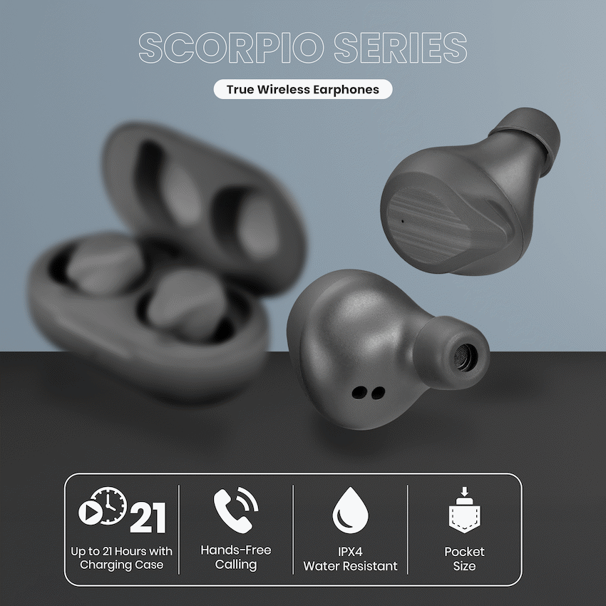 Volkano Scorpio Series True Wireless Earphones - Black - Image 3