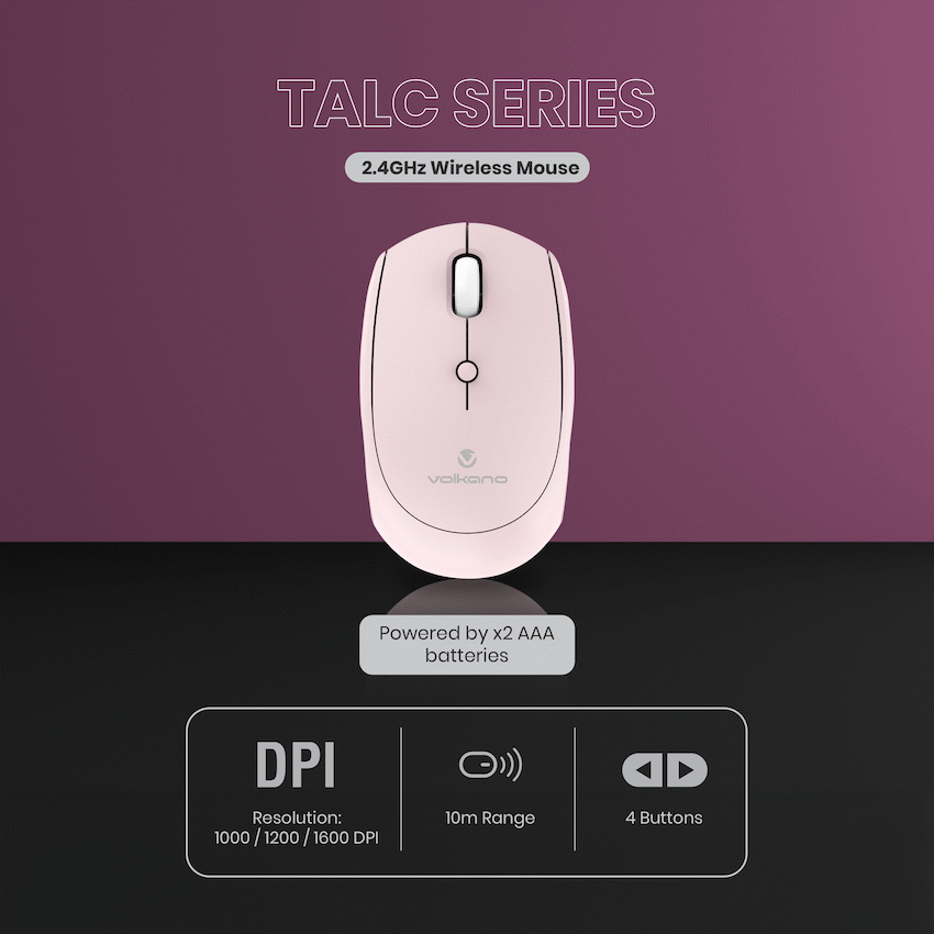 Volkano Talc Wireless Mouse - Pink - Image 3