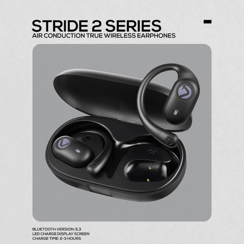 Volkano Stride 2 Air Conduction True Wireless Earphones - Black - Image 3